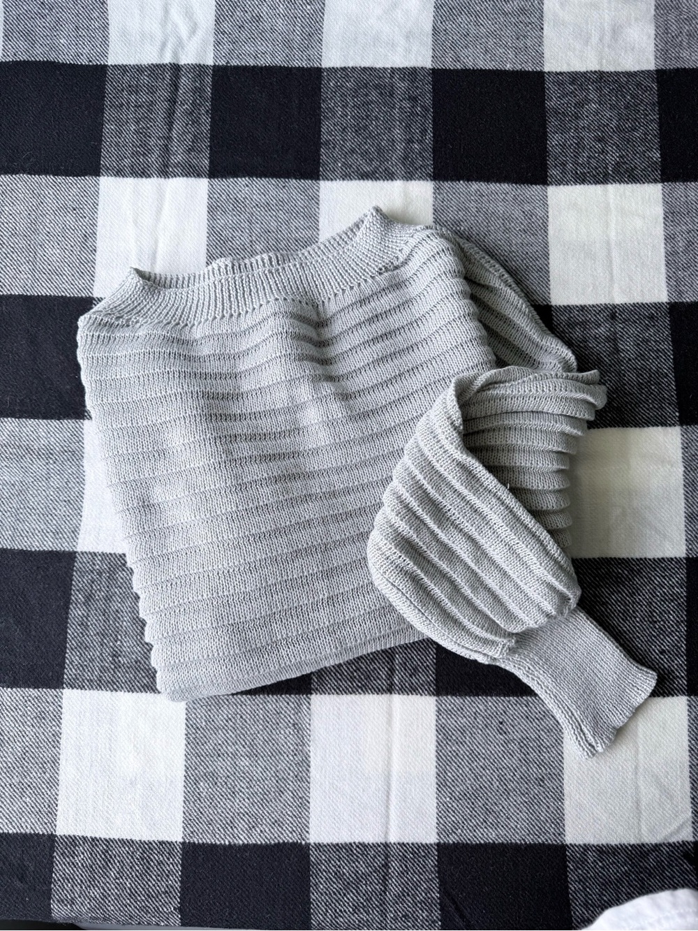 Light Gray Ribbed Knit Women's Sweater